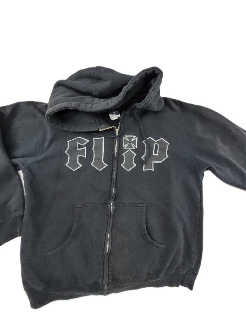 VTG Flip Skateboards Full Zip Hoodie Adult M Black Skater USA Rare Sweatshirt